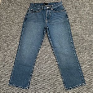 ASOS DESIGN Petite 90's straight jeans in mid blue